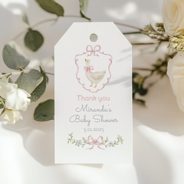 Étiquettes-cadeau Silly Goose Rose créature Baby shower Merci (Créateur téléchargé)