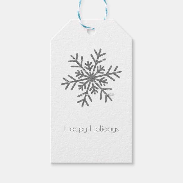 Étiquettes-cadeau Silver Crinkle hiver Wonderland Snowflake élégant (Devant)