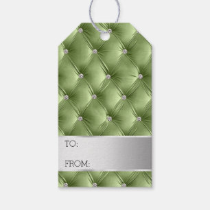 Étiquettes-cadeau Silver Sage Green Verre de luxe Velvet Noël