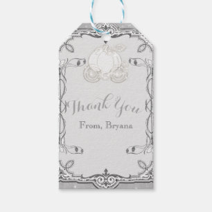 Étiquettes-cadeau Silver Sparkle Carriage Cinderella Party Favoriser