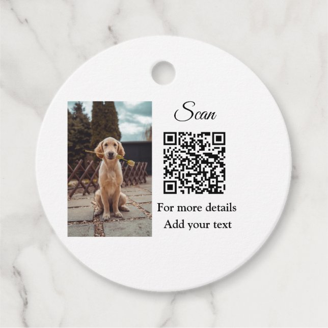 Étiquettes Cadeau Simple animal name details QR code add text photo (Devant)