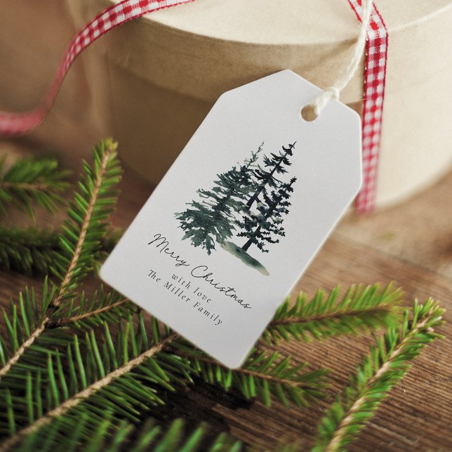 Étiquettes-cadeau Simple arbre de Noël élégant | Pin (Créateur téléchargé)