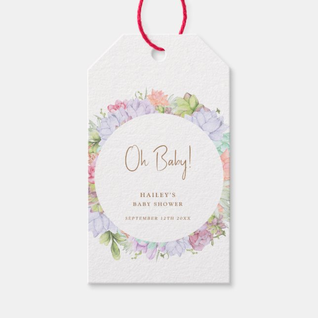 Étiquettes-cadeau Simple Boho Cactus Désert Oh Baby shower (Devant)