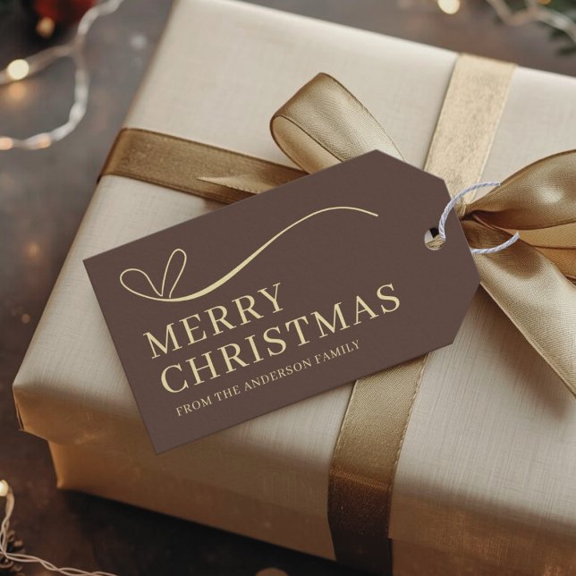 Étiquettes-cadeau Simple brown modern Merry Christmas  (Créateur téléchargé)