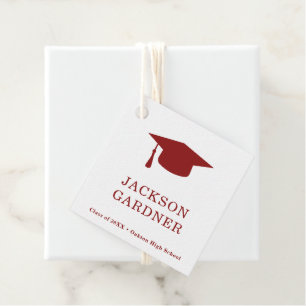 Étiquettes Cadeau Simple Burgundy Mortar Board Modernité Graduation