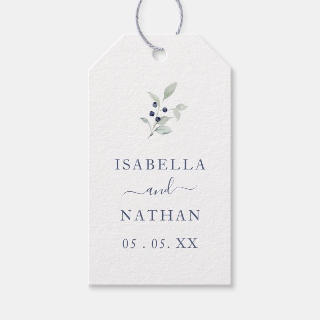 Étiquettes-cadeau Simple Chic Aquarelle Botanique Marine Mariage (Devant)