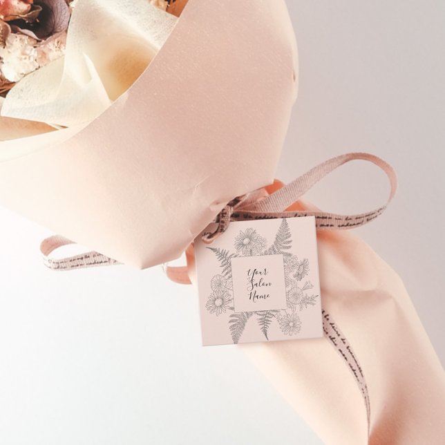 Étiquettes Cadeau Simple Chic Blush Line Draers Floral (Créateur téléchargé)