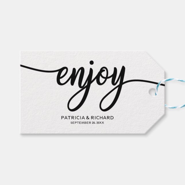 Étiquettes-cadeau Simple Chic Calligraphie Profitez des favoris de m (Devant (Horizontal))
