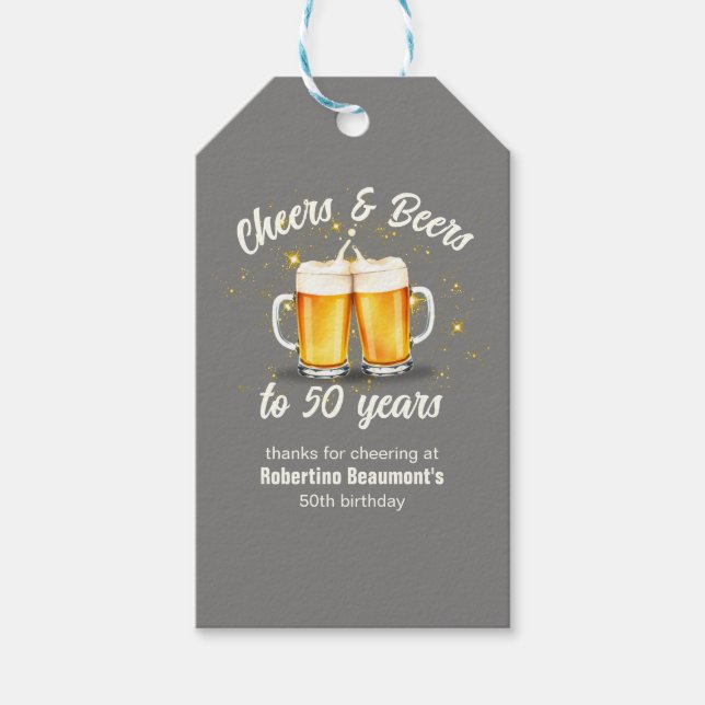 Étiquettes-cadeau Simple Clinging Glasses Cheers Beers to 50 Years (Devant)