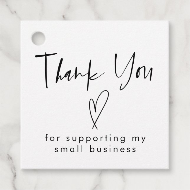 Étiquettes Cadeau Simple coeur de Merci Petite entreprise (Devant)