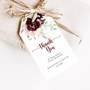 Étiquettes-cadeau Simple coloré classique Mariage floral Merci