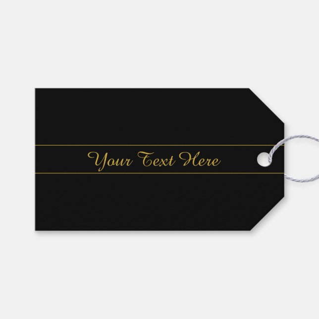 Étiquettes-cadeau Simple Customizable Gold & Black Text Design  (Devant (Horizontal))