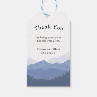 Étiquettes-cadeau Simple Elegant Blue Mountain Wedding Thank You
