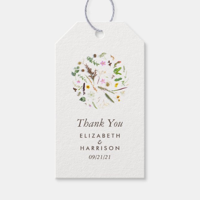 Étiquettes-cadeau Simple Elégant Mariage de fleurs sauvages botaniqu (Devant)