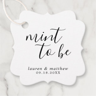 Étiquettes Cadeau Simple Élégant Mariage Noir et Blanc