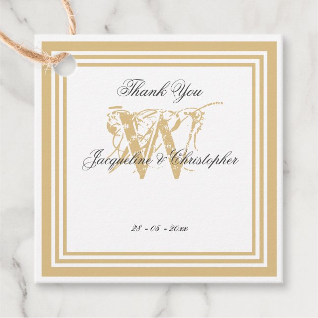 Étiquettes Cadeau Simple Élégant Monogramme Moderne Merci (Devant)