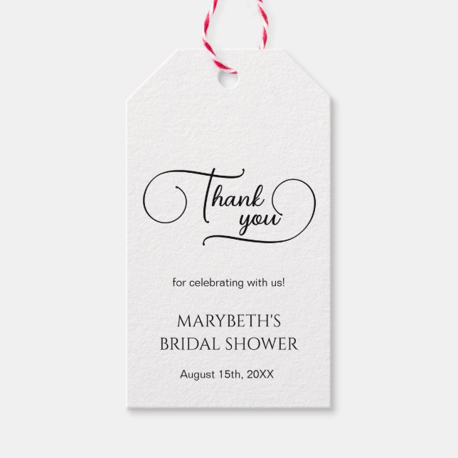 Étiquettes-cadeau Simple et élégant script Remerciement de douche de (Devant)