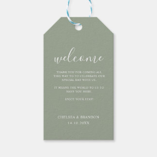 Étiquettes-cadeau Simple Minimal Sage Green Welcome Wedding Favor