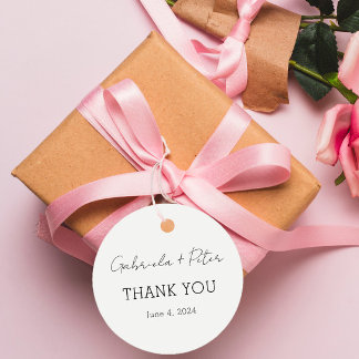 Étiquettes Cadeau Simple minimaliste Merci Mariage noir et blanc