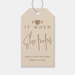 Étiquettes-cadeau Simple minimaliste moderne ours Baby shower Pop it
