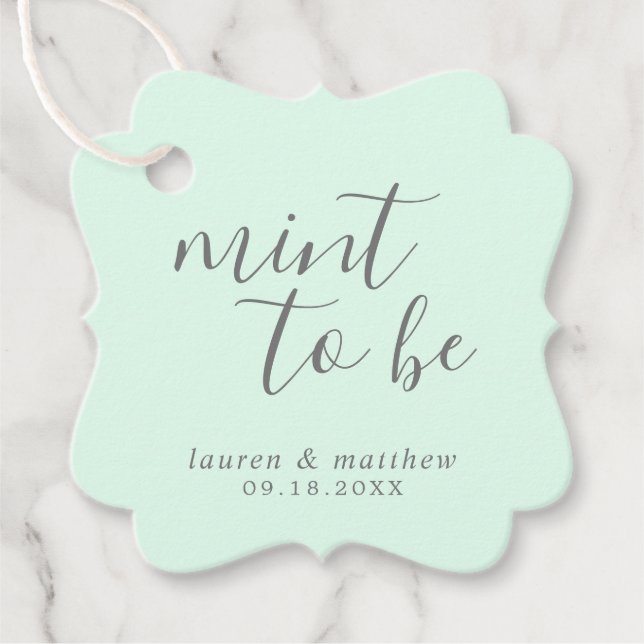 Étiquettes Cadeau Simple Mint Green Mariage élégant (Devant)