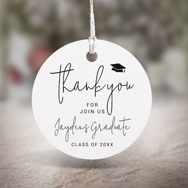Étiquettes Cadeau Simple Modern Script Diplômé merci (Simple Modern Script Graduate thank you Favor Tags)