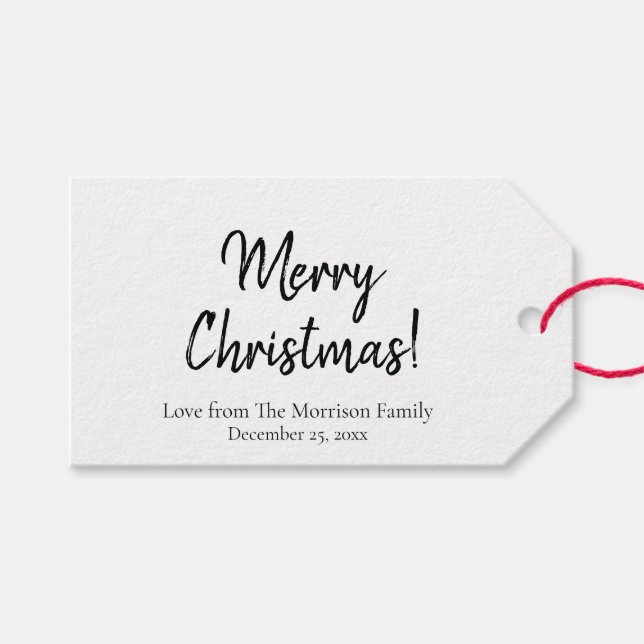 Étiquettes-cadeau Simple noir blanc, écriture personnalisée Noël (Devant (Horizontal))