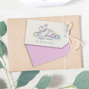 Étiquettes-cadeau Simple Pastel Happy Bunny Pâques Cute Classic