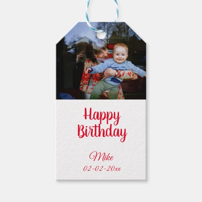 Étiquettes-cadeau simple personnalisation heureuse invitation photo (Devant)