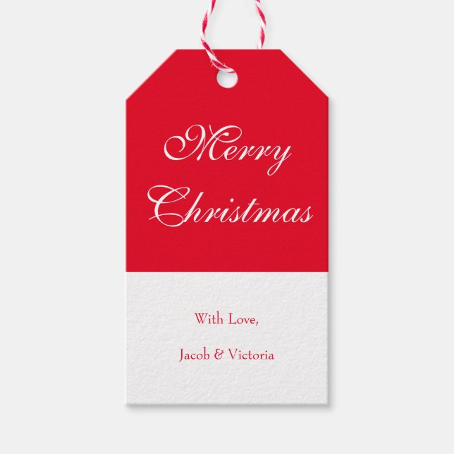 Étiquettes-cadeau Simple Red Script Holiday Joyeux Noël (Devant)