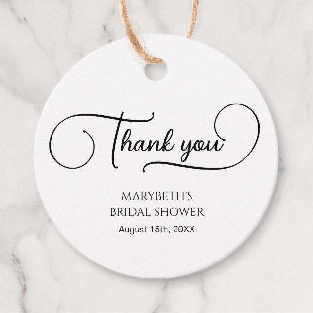 Étiquettes Cadeau Simple Script Élégant Remerciement Mariage (Devant)