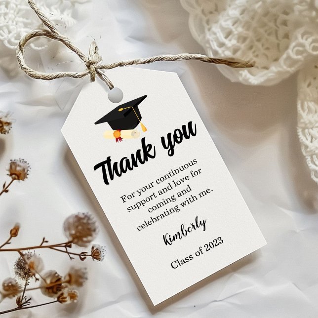 Étiquettes-cadeau Simple script merci Graduation party (Créateur téléchargé)