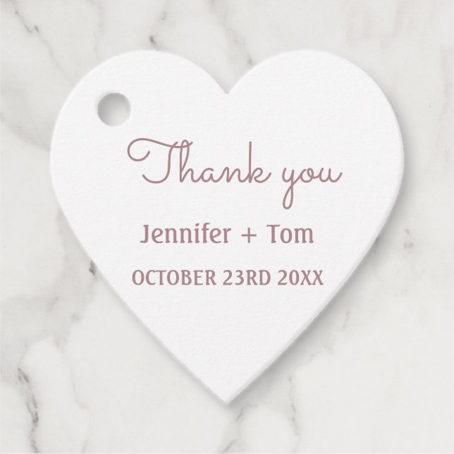 Étiquettes Cadeau simple texte minimal rose or mariage merci fa (Devant)