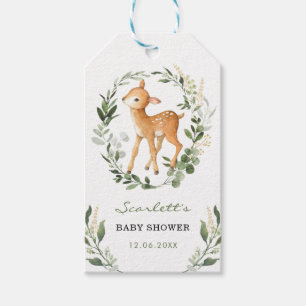 Étiquettes-cadeau Simple verdure Baby shower de cerfs de bois Bois A