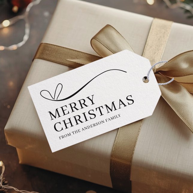 Étiquettes-cadeau Simple white black modern Merry Christmas  (Créateur téléchargé)