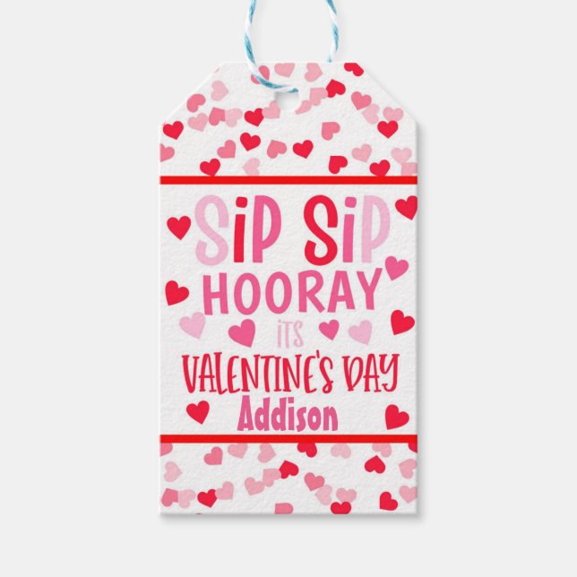 Étiquettes-cadeau Sip Paille de l'heure de la Saint-Valentin en fave (Devant)