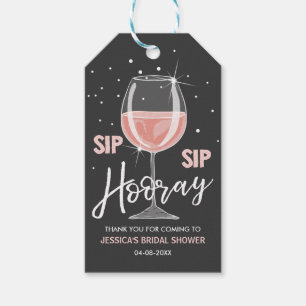 Étiquettes-cadeau Sip Sip Hooray Tags Vin Bouteille Fête des mariées