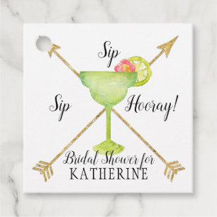 Étiquettes Cadeau Sip Sip Hourra Margarita Flèches Bleu Enterrement