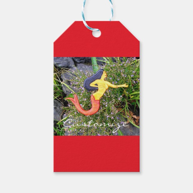Étiquettes-cadeau sirène à queue rouge (Devant)