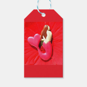 Étiquettes-cadeau sirène coeur-coupée la queue par rouge