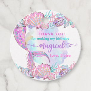 Étiquettes Cadeau Sirène Sous La Mer Fête Anniversaire Magique