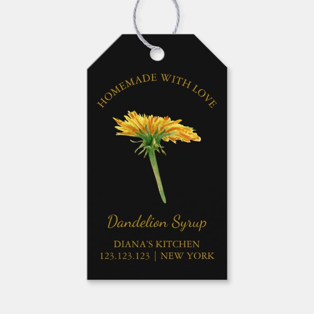 Étiquettes-cadeau Sirop de Dandelion maison simple Hang Tag l Noir (Devant)
