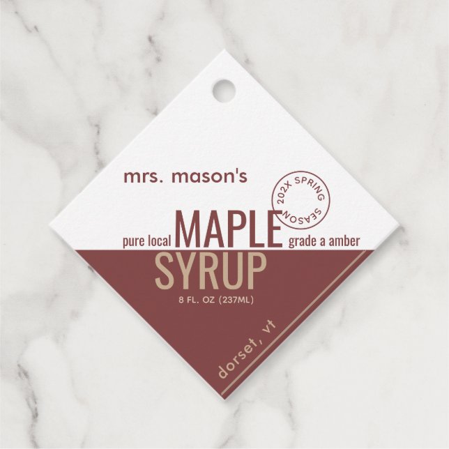 Étiquettes Cadeau Sirop d'érable kraft et rouge - valeur nutritive (Devant)