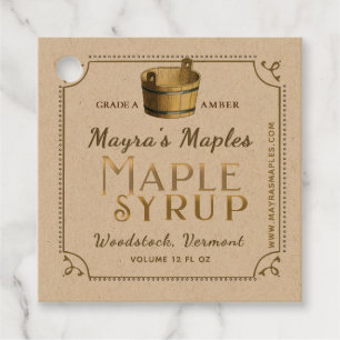 Étiquettes Cadeau Sirop d'érable Kraft Métallic Gold Balise bordure 