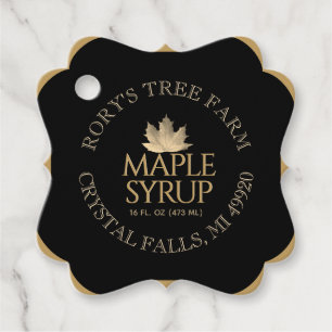 Étiquettes Cadeau Sirop d'érable Or Feuille d'érable Noir Valeur nut