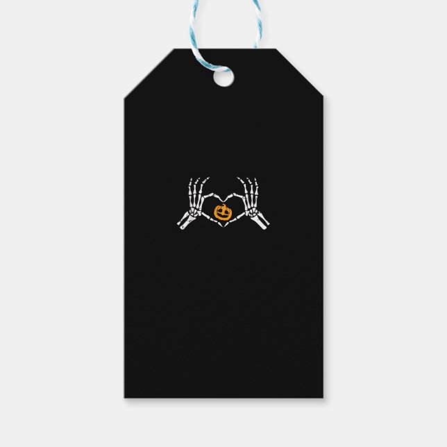 Étiquettes-cadeau Skeleton Coeur main Halloween Costume Citrouille (Devant)