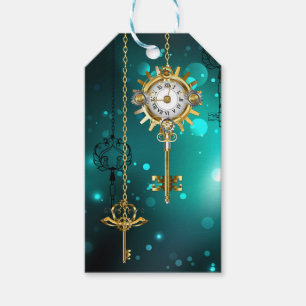 Étiquettes-cadeau Skeleton Keys on Green Background