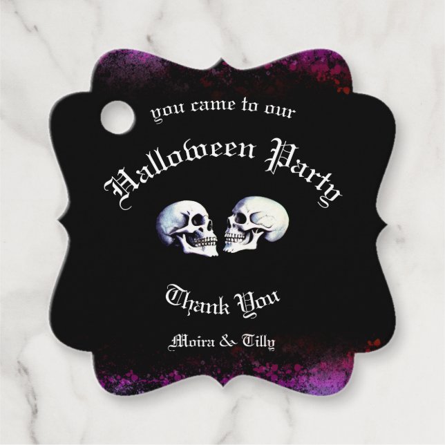 Étiquettes Cadeau Skeletons de danse de la mort noire Halloween (Devant)