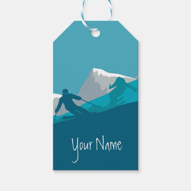 Étiquettes-cadeau Ski alpin personnalisé (Devant)