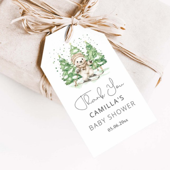 Étiquettes-cadeau Ski dans le Baby shower d'hiver de la parentalité (Créateur téléchargé)